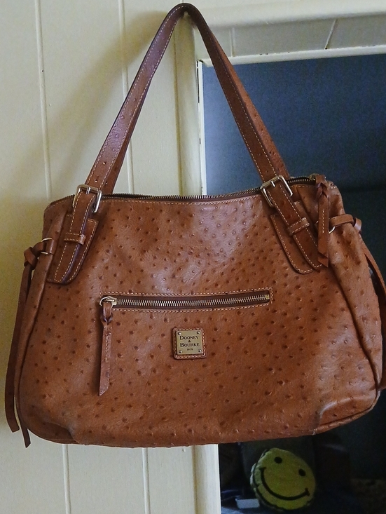 Dooney & Bourke Handbags - Dooney & Bourke Tan Ostrich-Embossed Shoulder Tote
